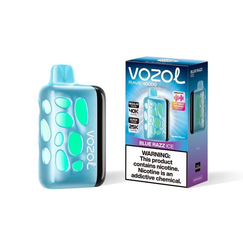 4447b2642f0b4fb46d7e158bad0df1a15e0e3565 Blue Razz Ice VOZOL RAVE 40000 PUFFS
