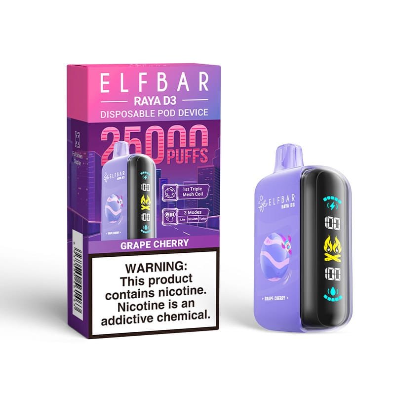 fda85168a95e9ad7f110f304862e37c72b0908d1 Grape Cherry ELFBAR RAYA D3 25000 PUFFS